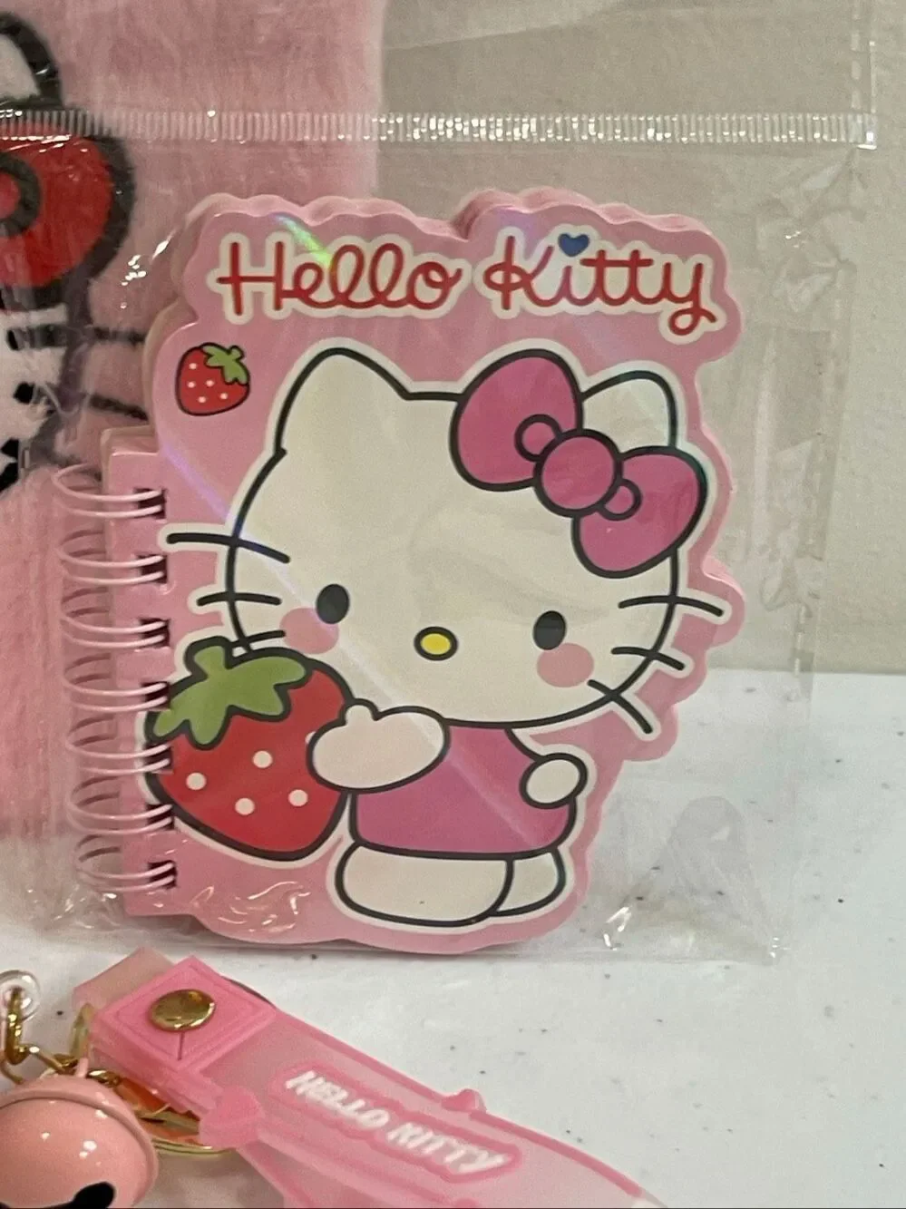 Hello Kitty plush journal 5 piece set pens keychain spiral lot bundle